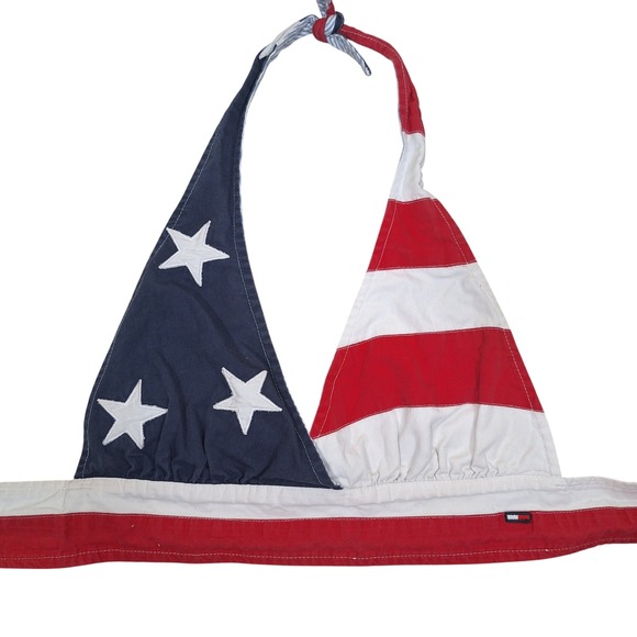 Tommy Hilfiger Tops - Tommy Hilfiger Y2K American Flag Stars Stripes Patriotic Red Blue Halter Top S